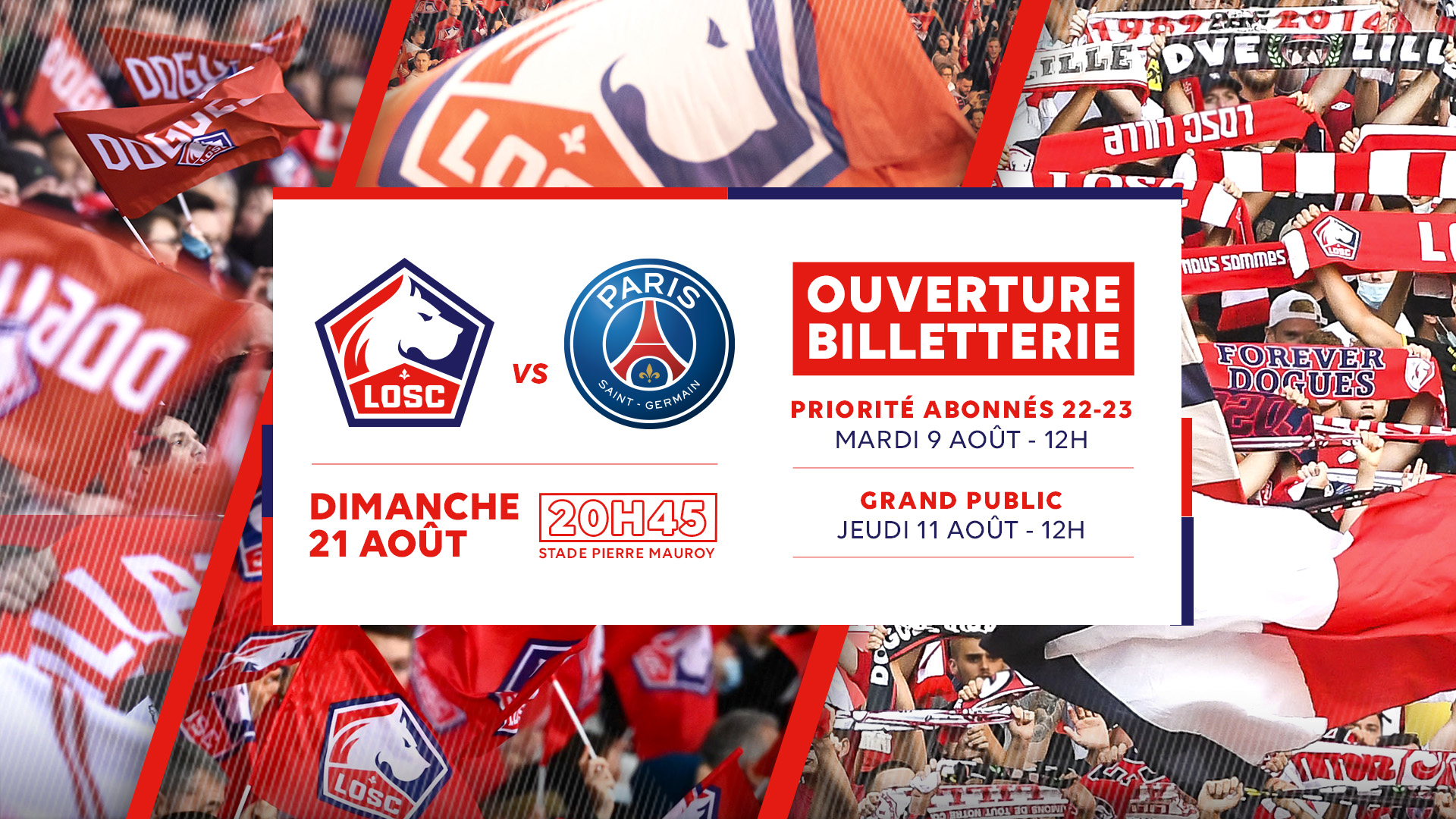 LOSCPSG, ouverture billetterie mardi 9 août ! LOSC